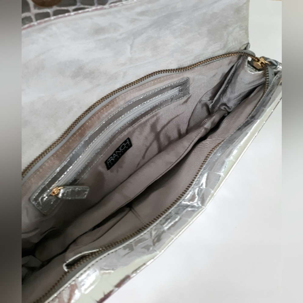 Franchi Silver Crocodile Embossed Clutch - Picture 11 of 11